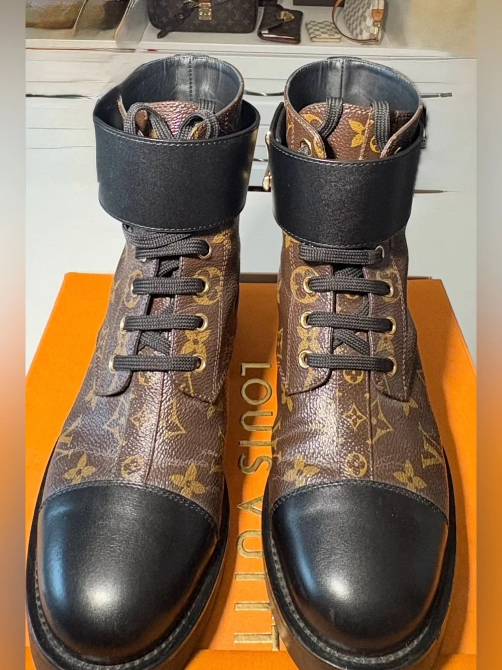 Louis Vuitton Wonderland Flat Ranger Monogram Combat Boots